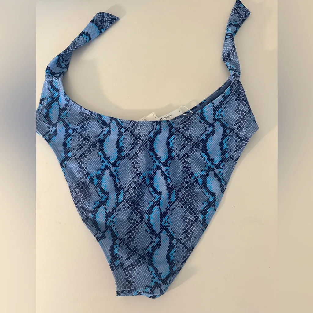 Cupshe Blue Snakeskin Bikini Bottom New Partial Tag - Image 3