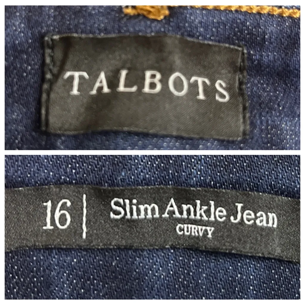 Talbots Slim Ankle Jean Curvy Dark Indigo Wash Mid Rise Women’s Plus Size 16 - Image 6