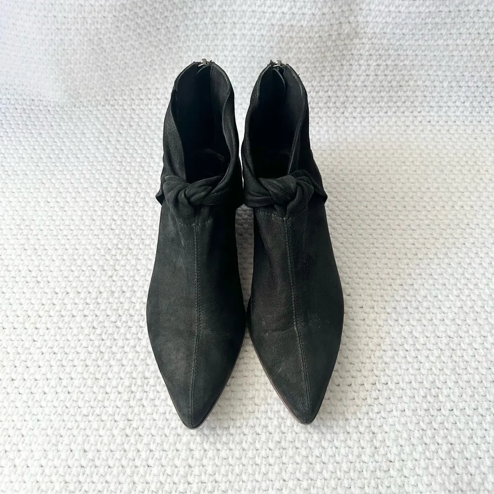 LD Tuttle The Marble Twist Knot Black Leather Pointed Ankle Boot Booties 37 Size undefined - Image 6