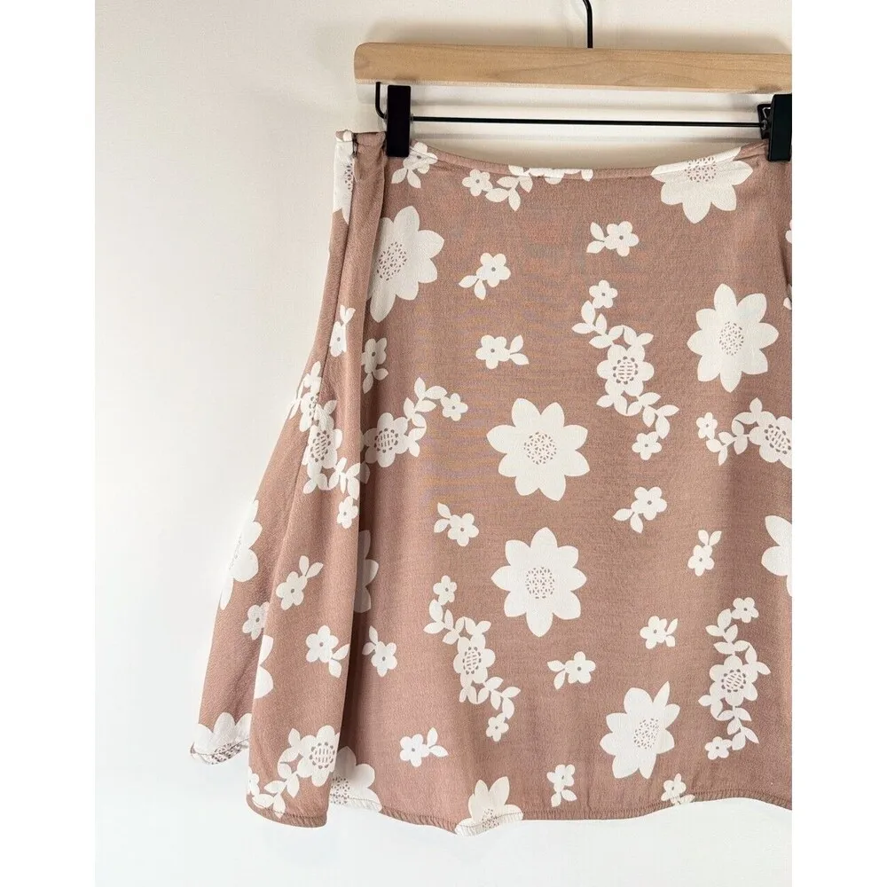 For Love Lemon Womens Skirt Beige Sweet Jane Floral Wrap Mini Cottagecore Large Brown - Image 7