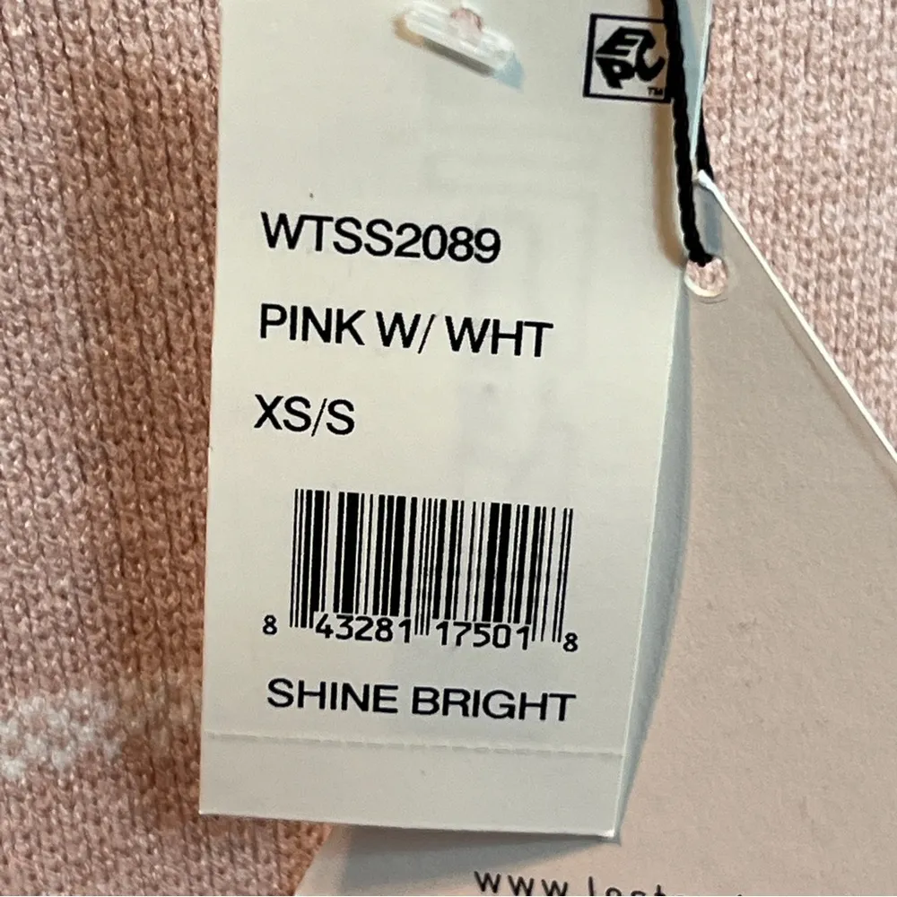 Lost Wander Size XS/S Pink & White Printed Mock Neck Pullover Sweater Su… - Image 11