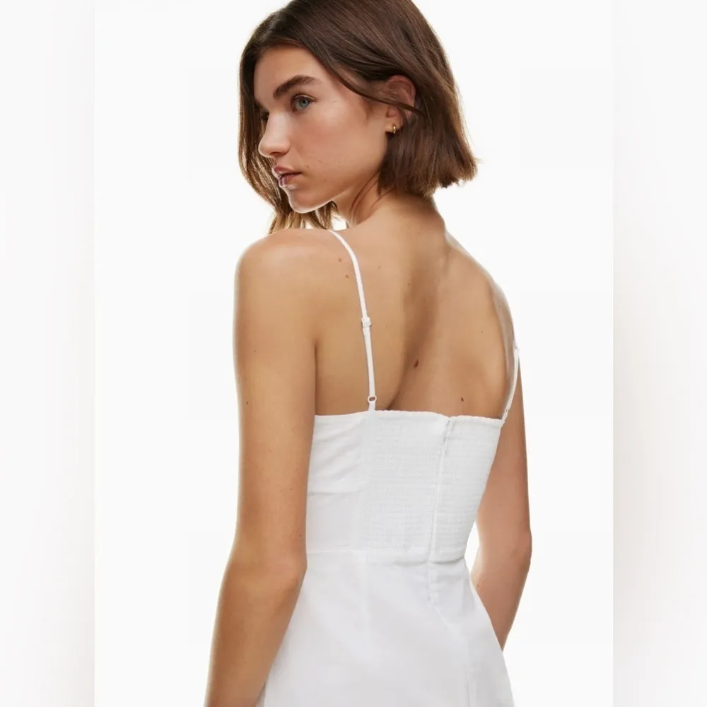 ARITZIA Sunday Best Quaint Linen cotton mini square neck mini dress orange sz XS - Image 5