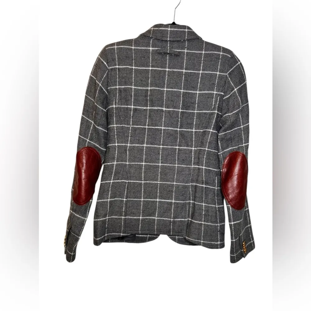Smythe Patch Pocket Duchess Blazer Windowpane Grey Wool Size 6 Gray - Image 8