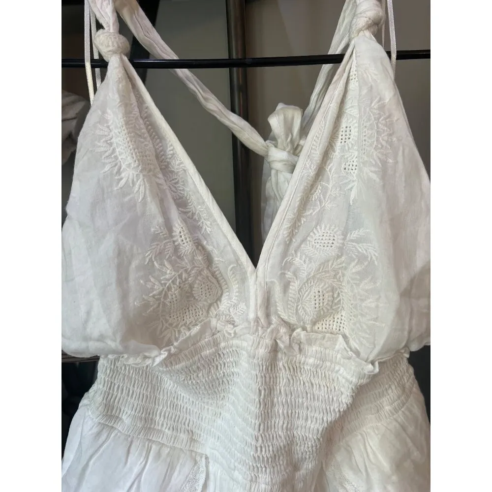 LoveShackFancy Deanna Halter Dress True White Womens Size Large - Image 6