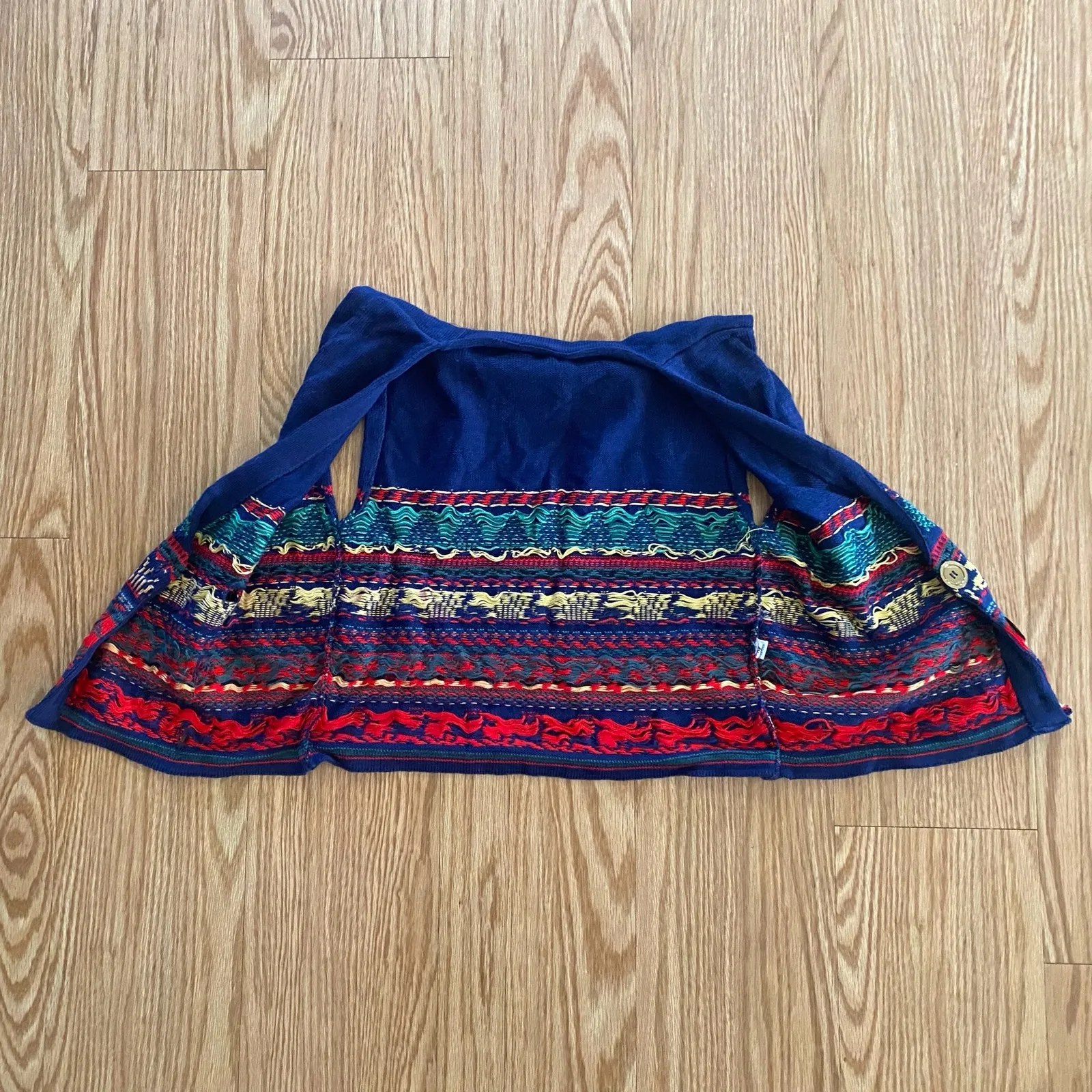 Vintage Blue Knit Cotton Christmas Holiday Sweater Vest Reindeer Womens Medium - Image 9