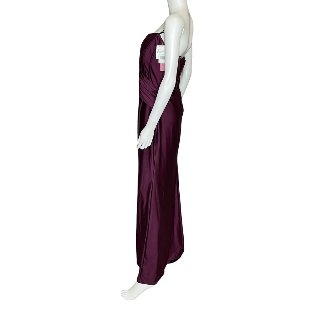 AQUA Formal Wrapped Strapless Corset Gown Wine Women’s Sz 12 - Image 3