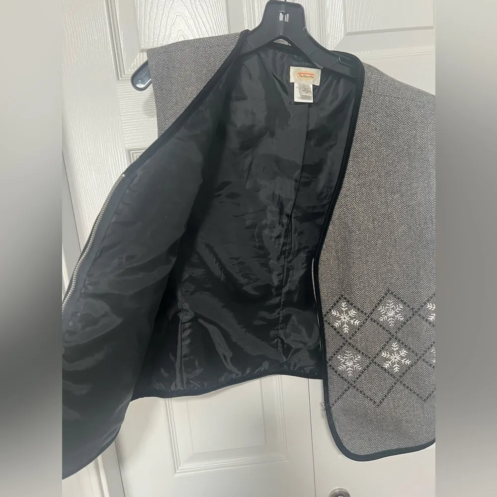 Vintage Talbots wool blend snowflake winter holiday sweater vest Size L - Image 5