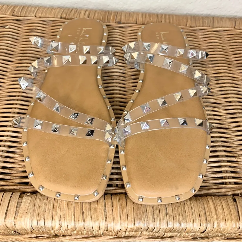 Nicole Miller New York Clear Stud Strappy Sandal Size 8.5 - Image 3