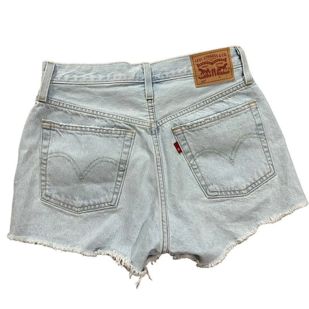 Women's Levi's 501 Original High Rise Jean Shorts Sansome Muse Blue Sz 26 - Image 4