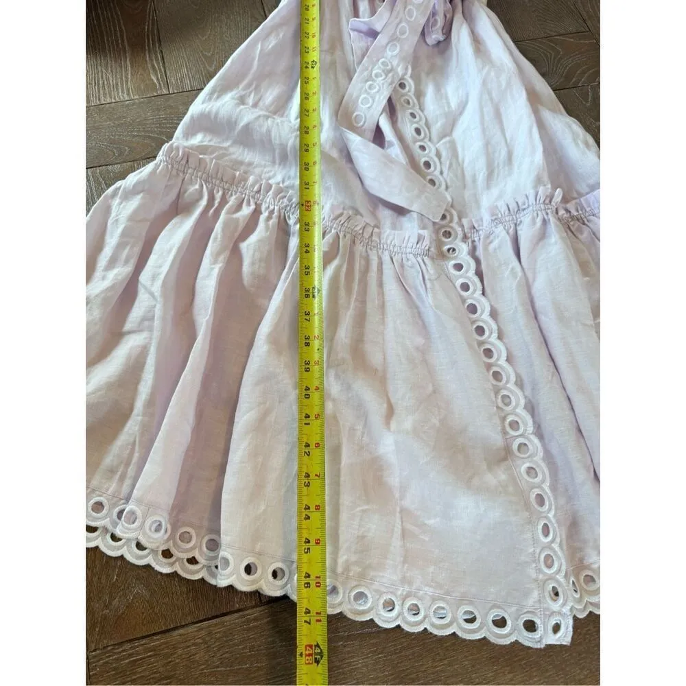 Fanm Mon Cide Linen Purple Wrap Maxi Dress in Lilac Size Small - Image 9