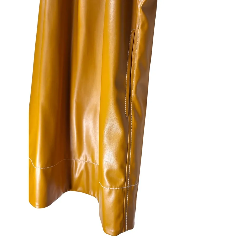 NWT Staud Sicily Faux Leather Halter Neck Mini Dress In Honey - Image 10