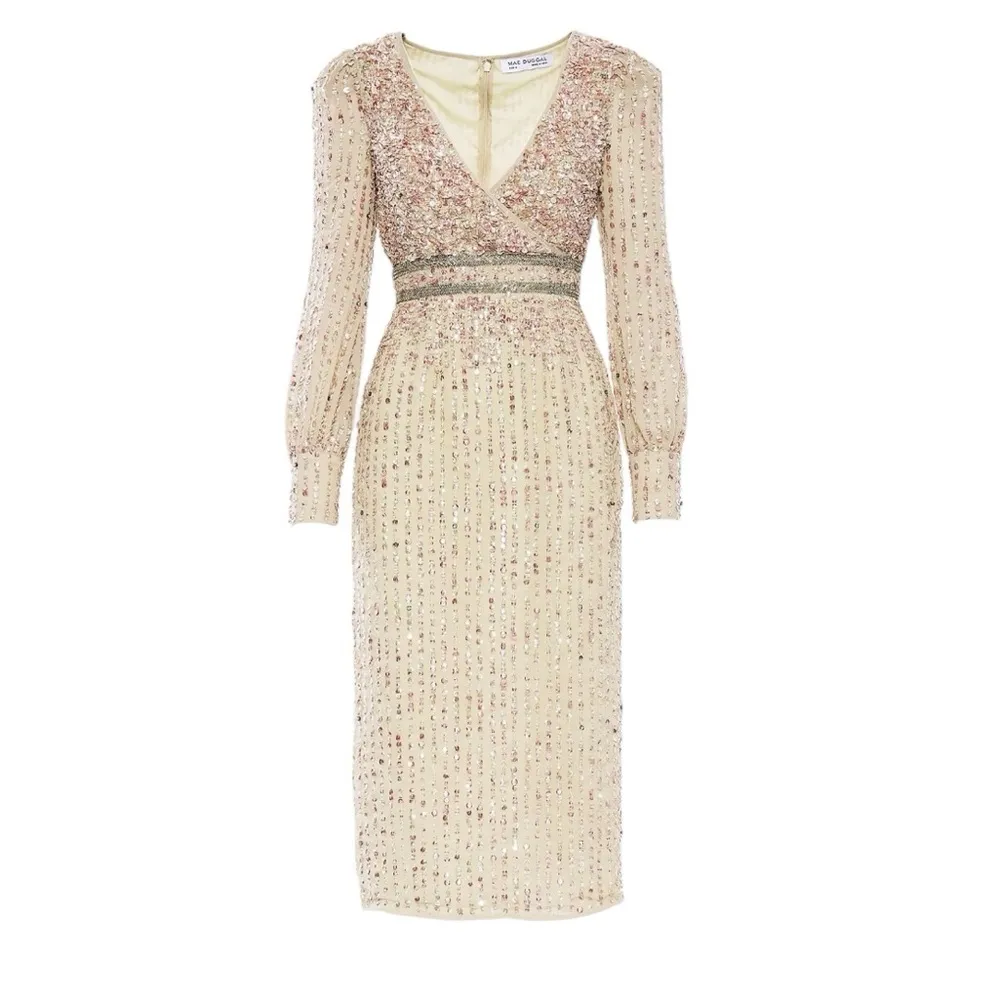 Mac Duggal - NWT Sequin V-Neck Long Bishop-Sleeve Midi Formal Dress - Image 3