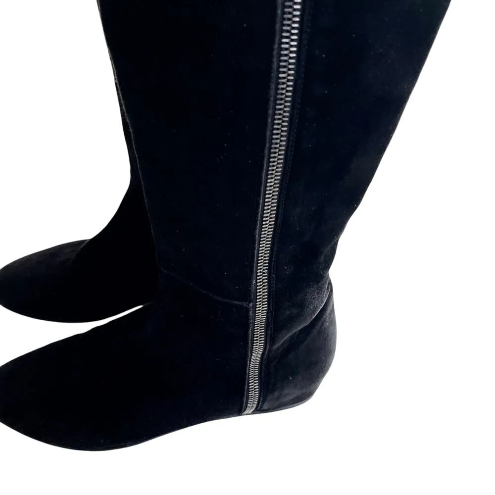 Stuart Weitzman Black Suede Hidden Wedge Below Knee Tall Boots Size 5.5M - Image 5