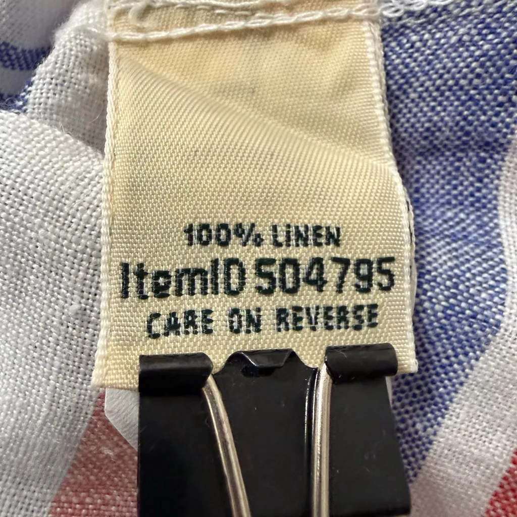 L.L. Bean Linen Stripe Button Back Top Blue Red White Women’s Large - Image 8