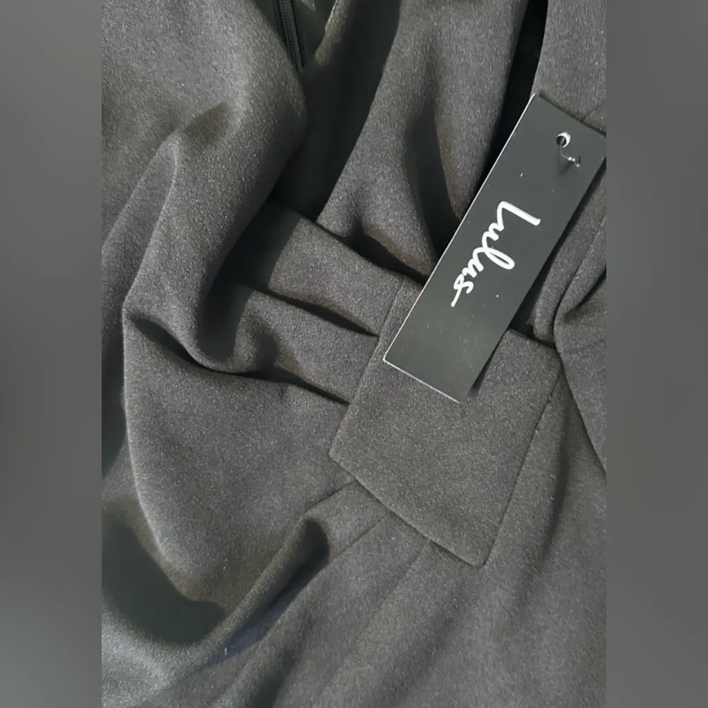 Lulus Classy Gal‎ Forest Black Long Sleeve Faux Wrap Bodycon Mini Dress XS - Image 10