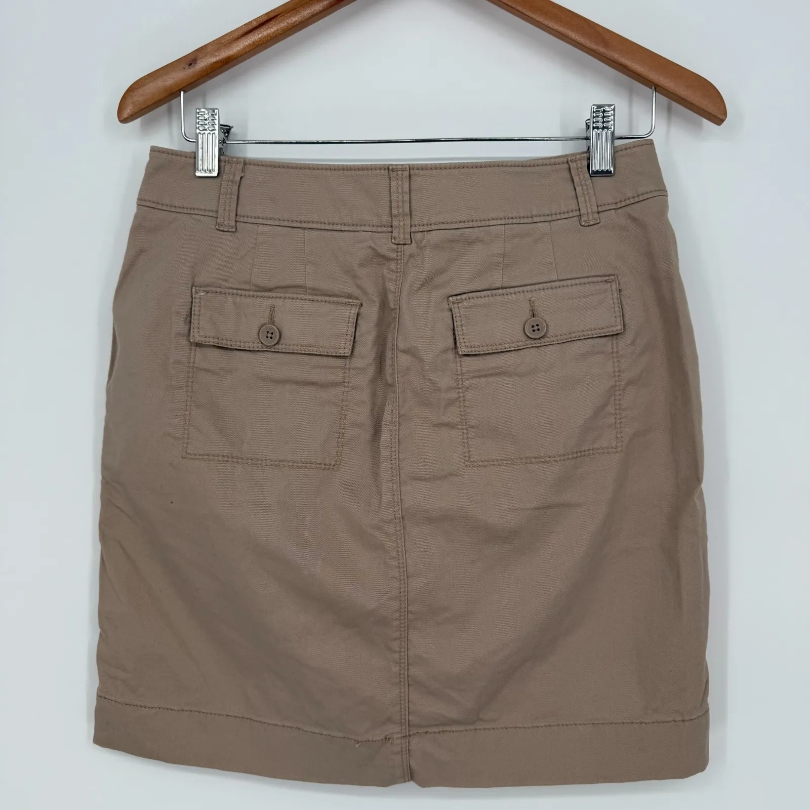 Loft Straight And Pencil Skirt Womens 2 Khaki Cotton Stretch‎ Pockets Outdoor - Image 4