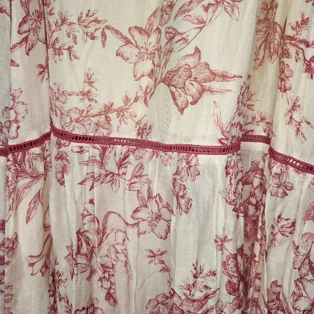 NWT TWINSET Silk and cotton floral maxi skirt Pink Size XL - Image 6