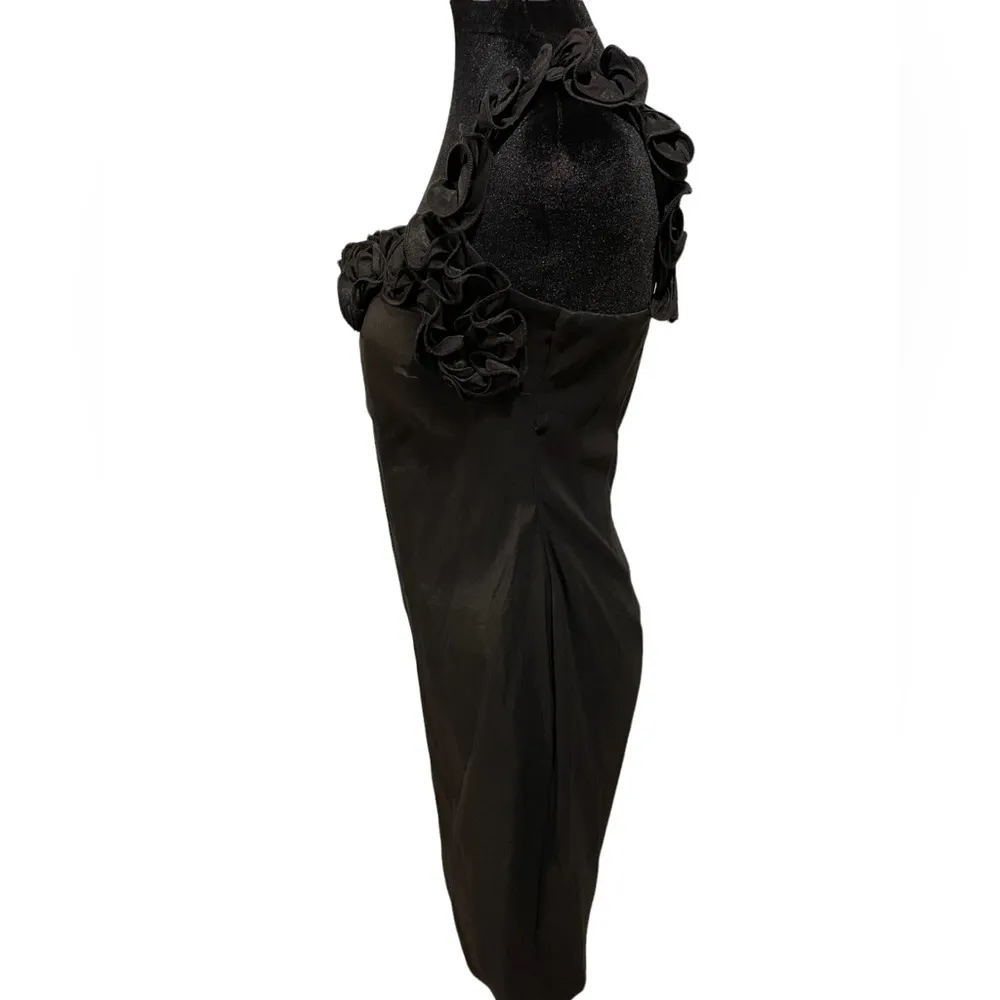 Snap Vintage 90s Black Artsy Abstract Ruffle One Shoulder Prom Formal Dress Size undefined - Image 3