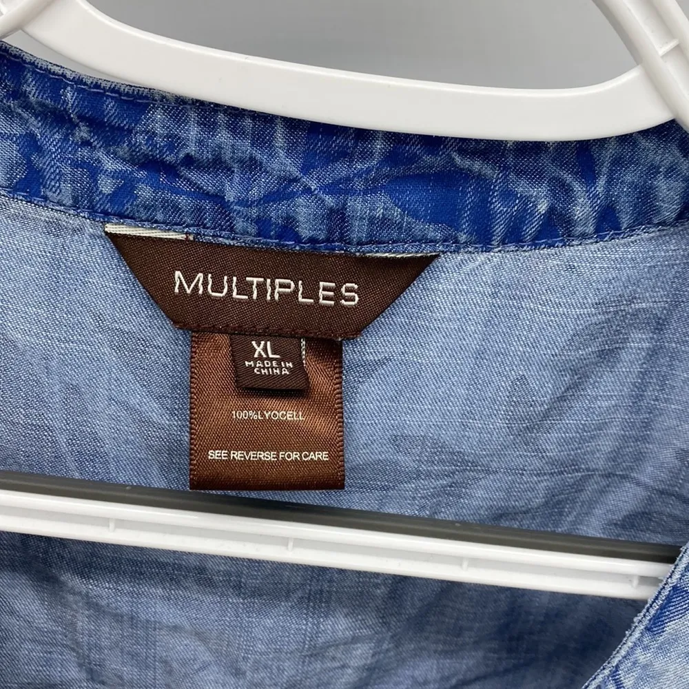 Multiples chambray ombré floral peplum distressed floral pullover - Image 4