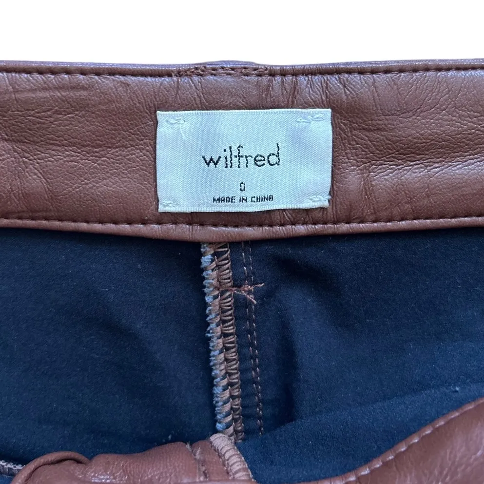 Aritzia Wilfred Rebel Vegan Faux Leather Chocolate Brown Straight Leg Pants - Image 5