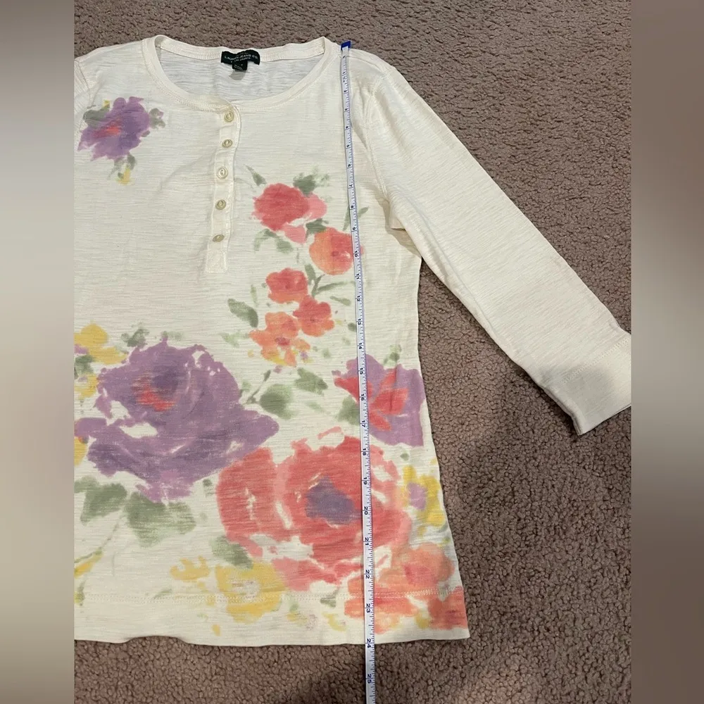 LAUREN JEANS Ralph Lauren cream/white floral print long sleeve shirt - Image 3