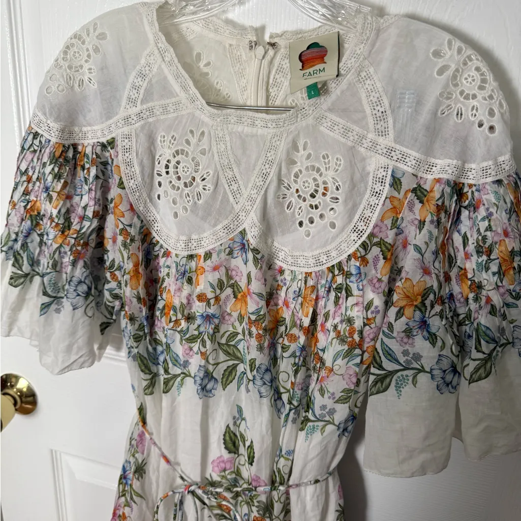 Farm Rio Off-White Sweet Bloom Bouquet Mini Dress L - Image 5