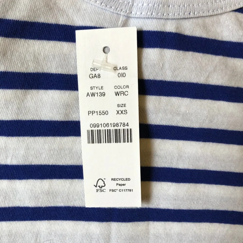 J. Crew NWT Blue White Striped Puff Sleeve Knit Top Size XXS - Image 9