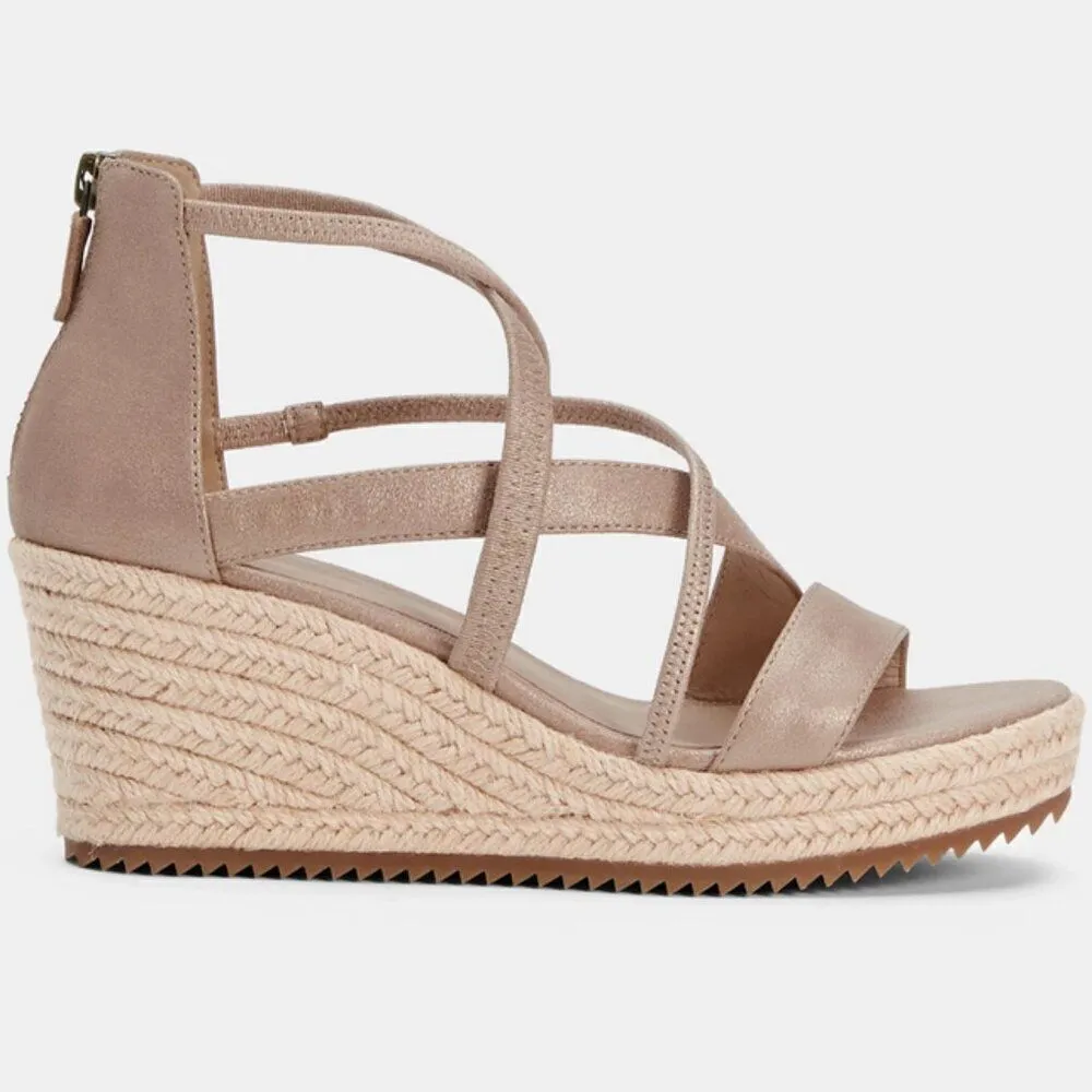 Eileen Fisher Wanda Platform‎ Wedge Sandal Women's 10 Metallic Nude Strappy NWOT - Image 2
