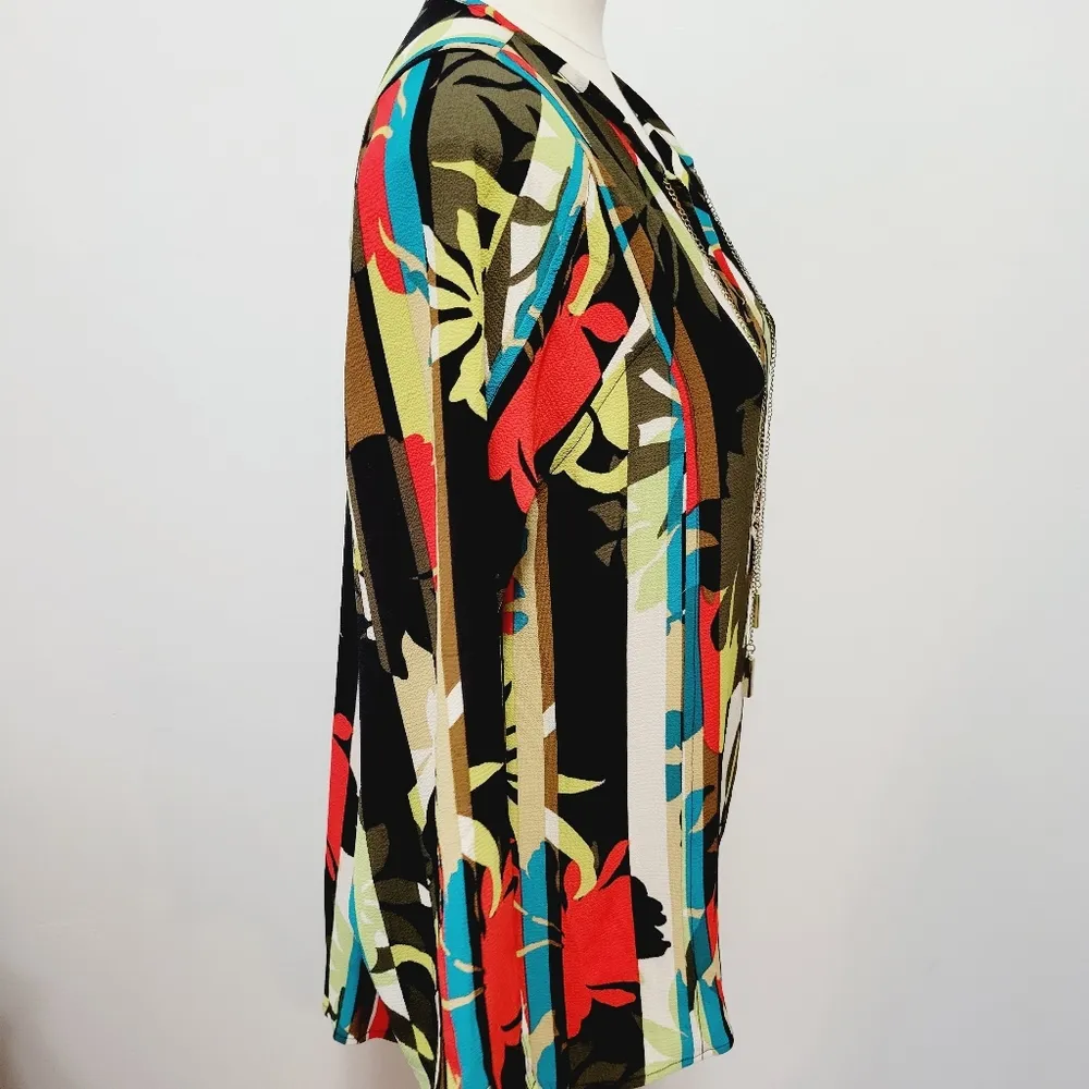 Rafaella multicolored abstract floral crepe blouse size small - Image 4