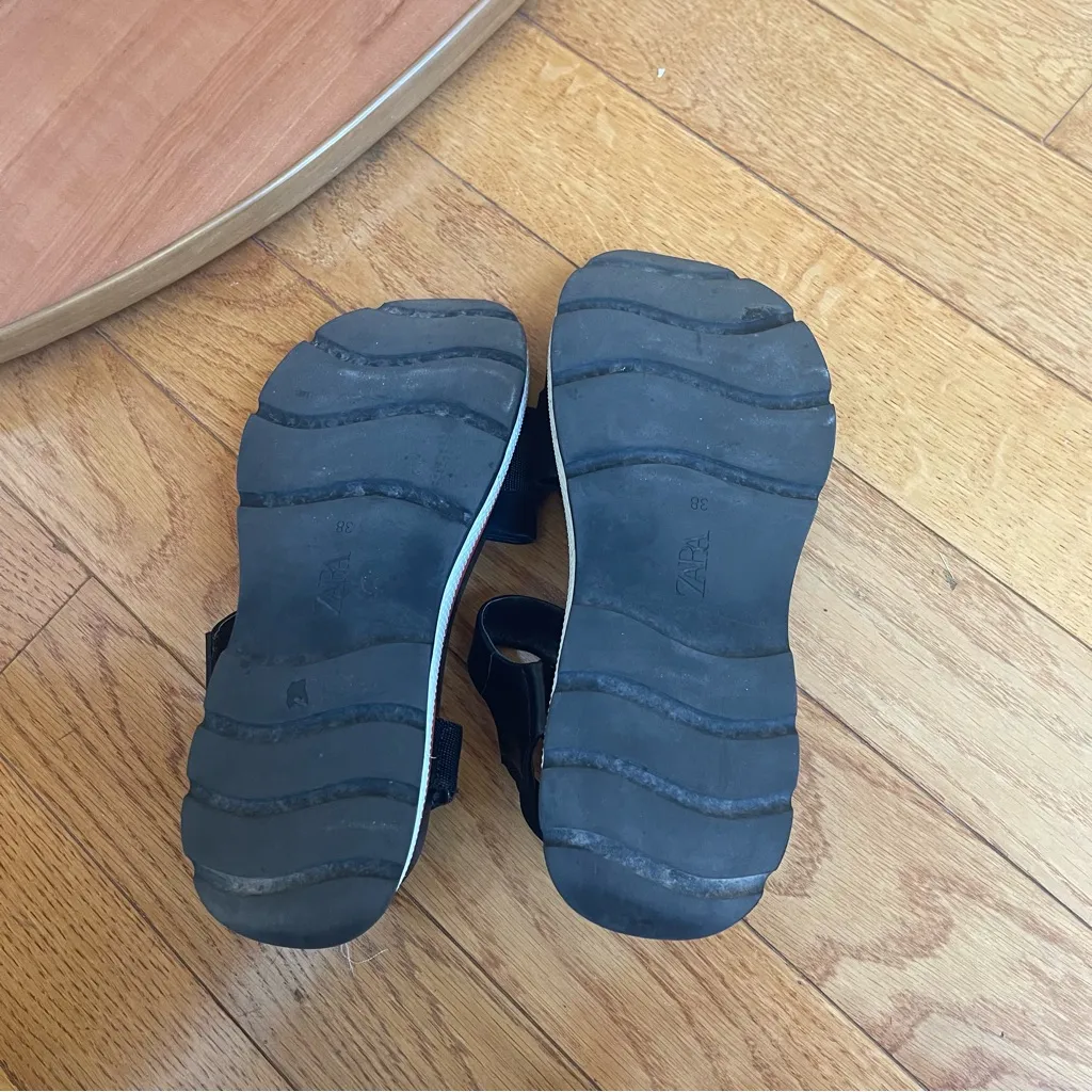 Zara Black Platform Sport Sandals with White & Red Sole - Size 38 (US 7.5) - Image 8