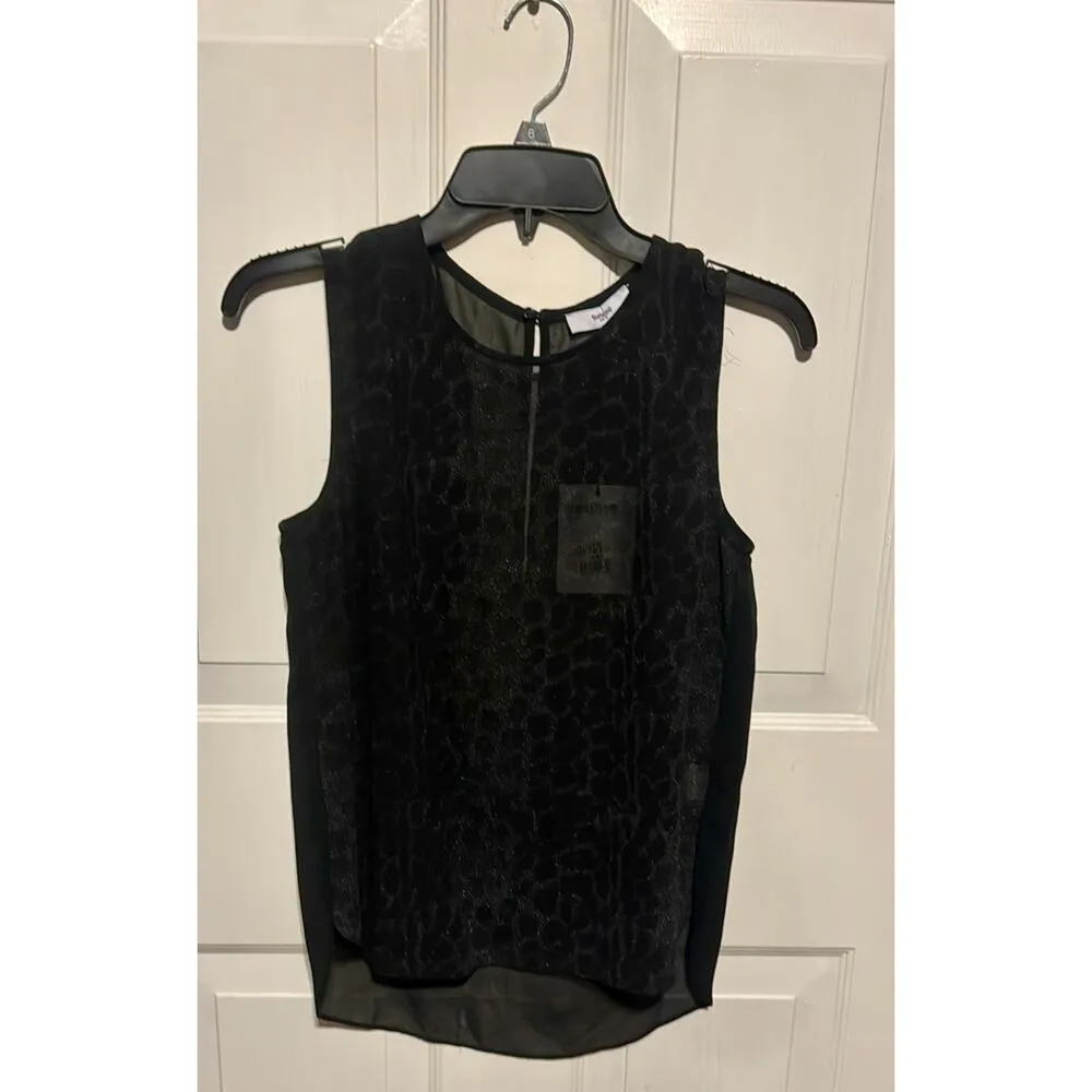 Sheer black Suncoo top with leopard print S Size 4 - Image 2