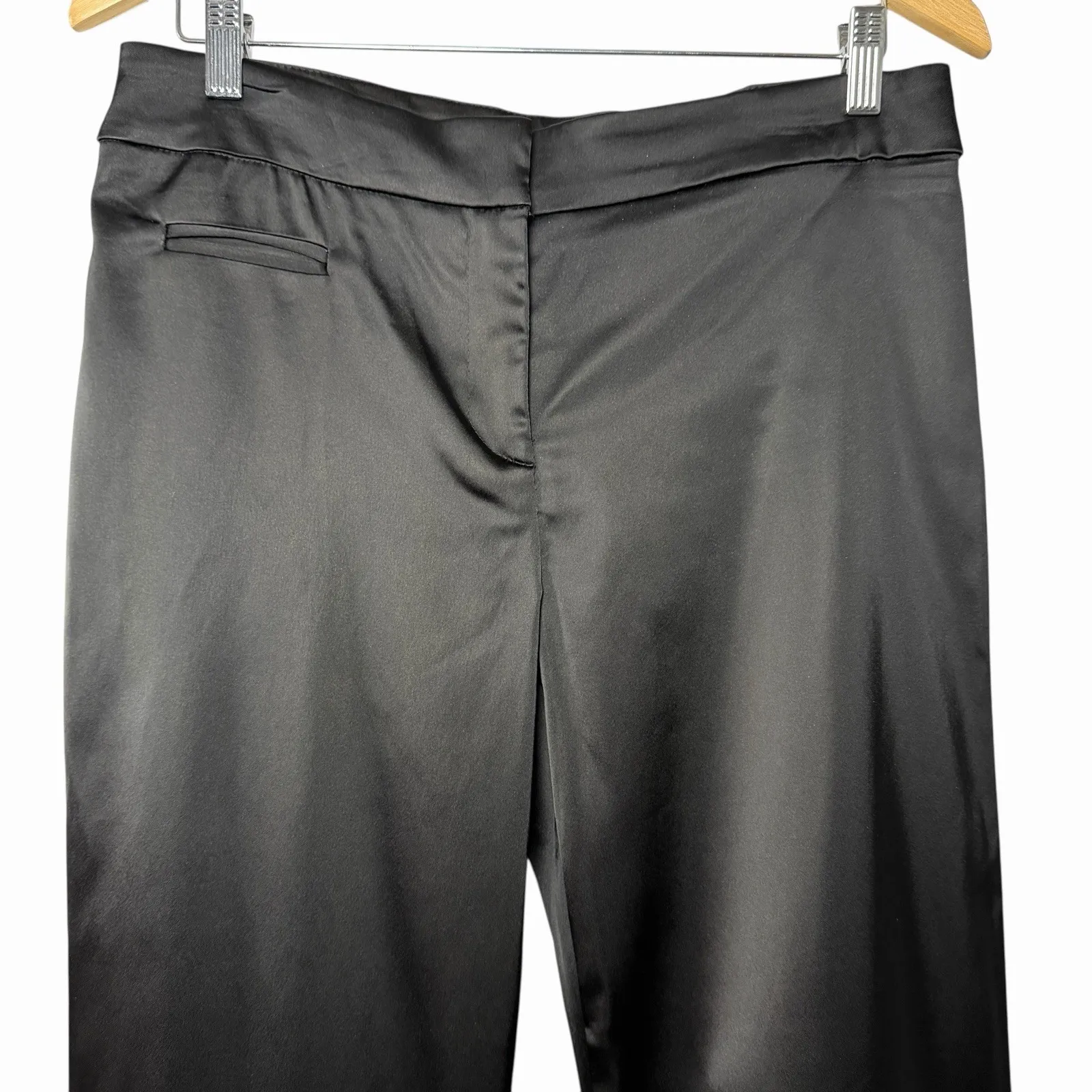 VTG MSK Women's Black Satin Dress Pants Size 8 Flare Leg Style 36831 Made USA - Image 3