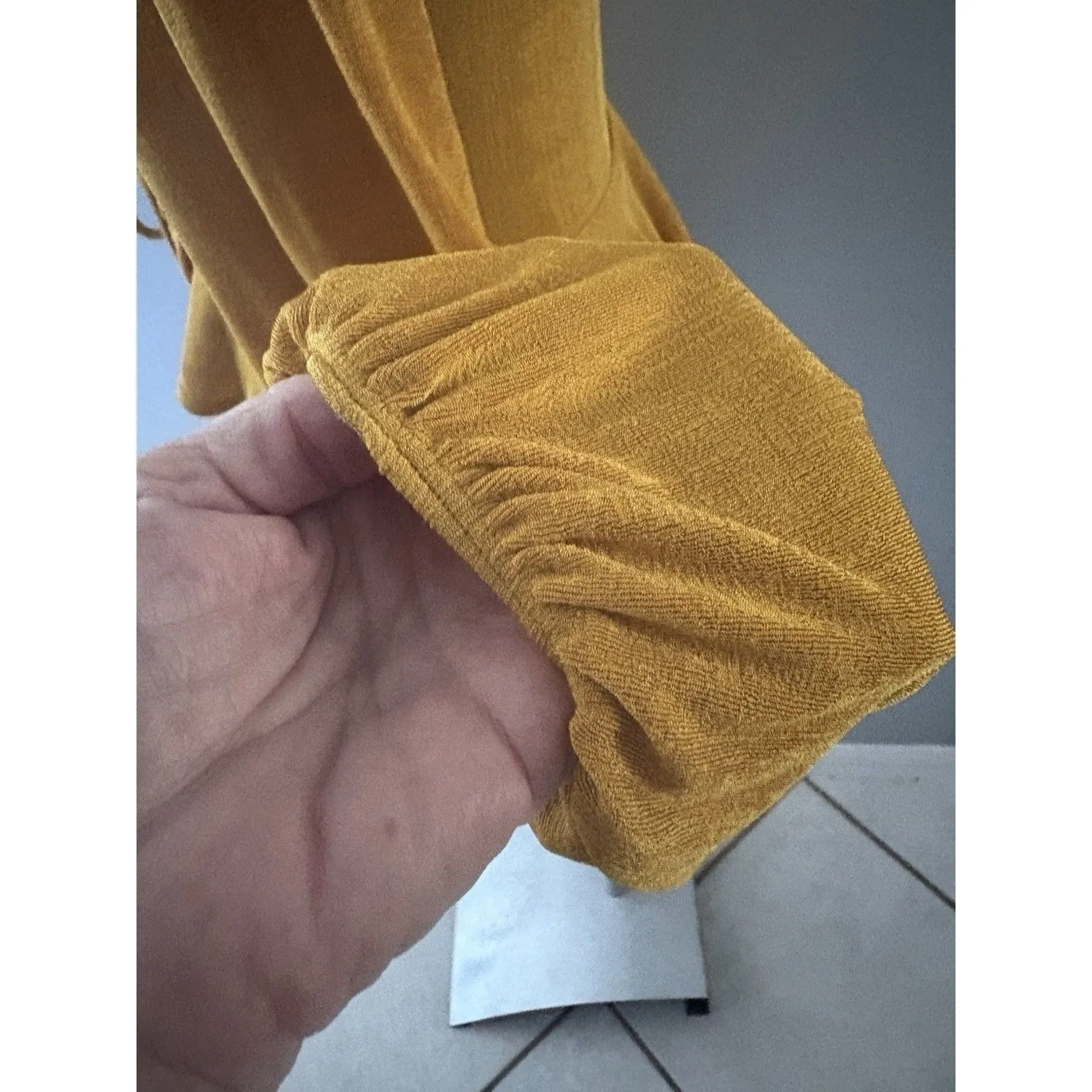 Vintage Y2K Papaya Top L Gold Ruched Crop Peplum Whimsical Fairy Romantic * - Image 2