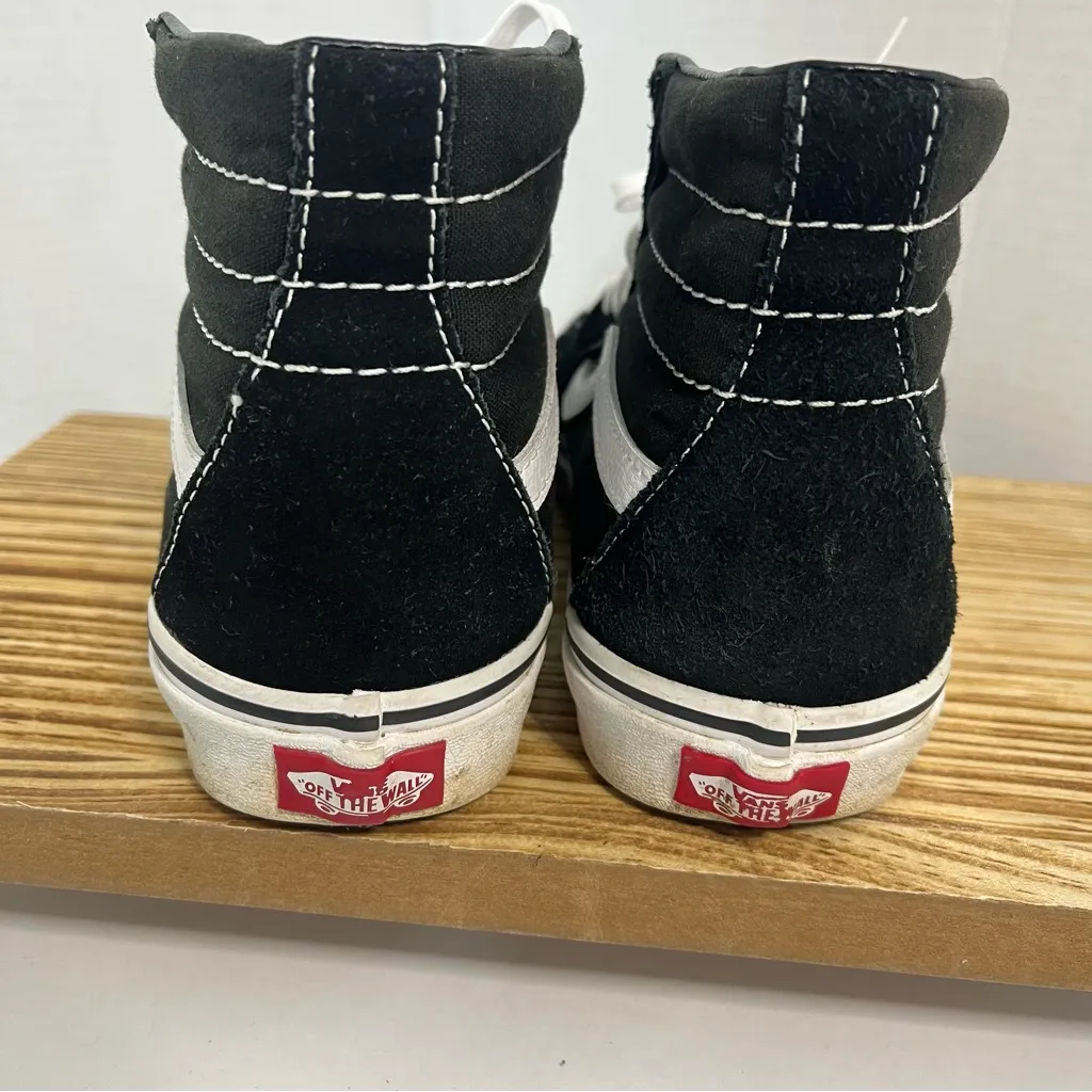 Vans Black and White High-Tops with Red Logo - Image 7