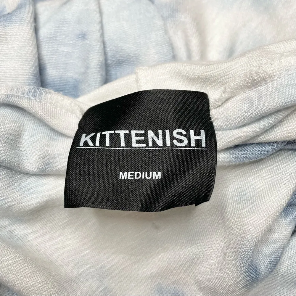 Blue White Tie Dye Long Sleeve Cropped Boxy Hoodie Sweatshirt Medium - Image 5