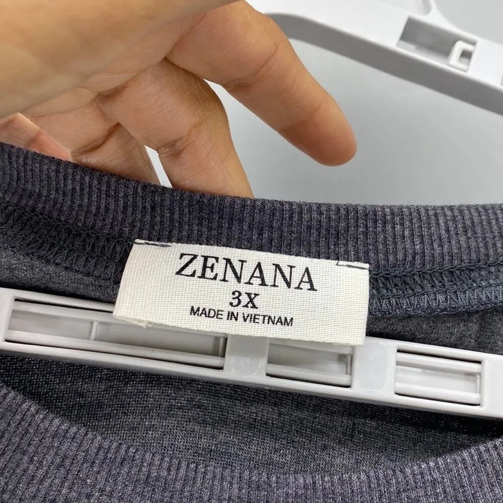Zenana grey wardrobe basic minimalist neutral long sleeve top casual sz 3x - Image 2