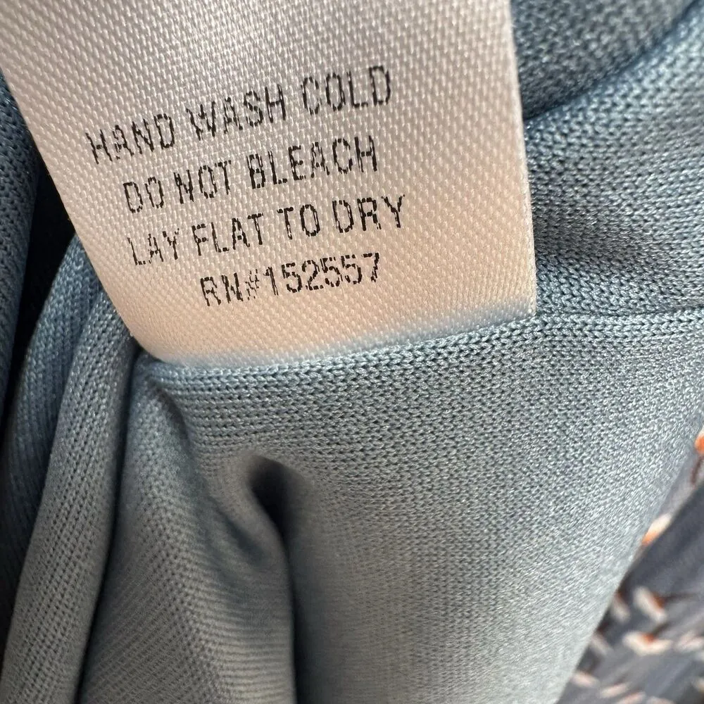 Piper and Scoot Blue Collared Floral Dress Size Small Cinched Waist Ruffles Boho - Image 6