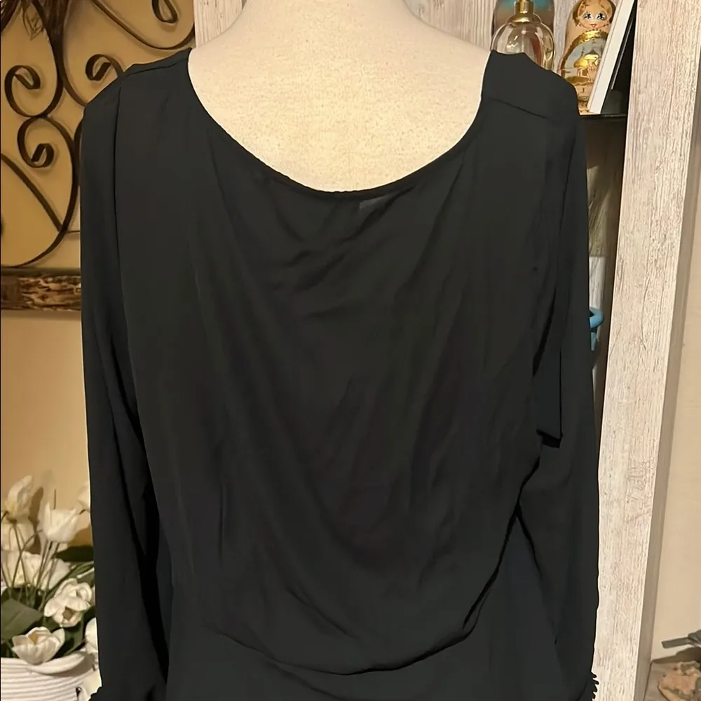Modcloth Black Ruched Long Sleeve Blouse - Image 5
