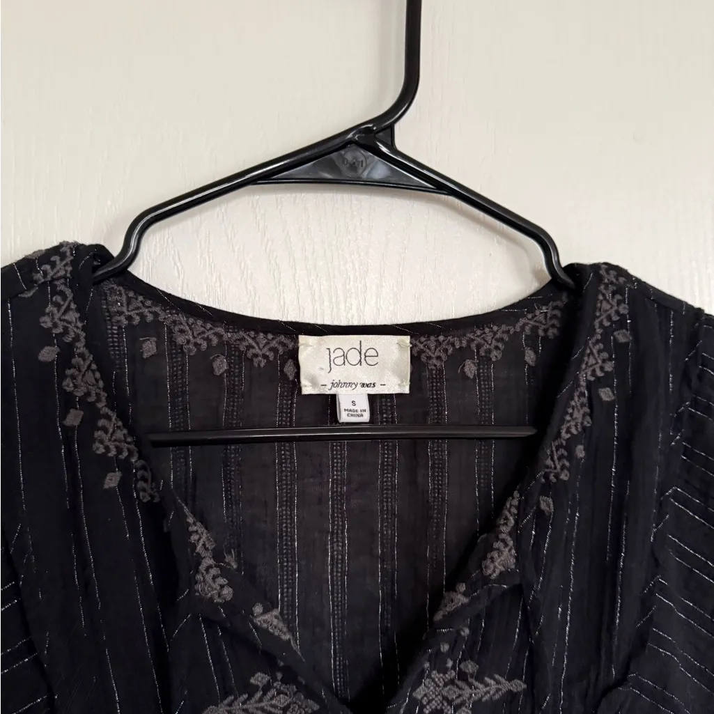 Johnny Was Jade Devaki Black Metaalic Embroidered tunic - Image 7