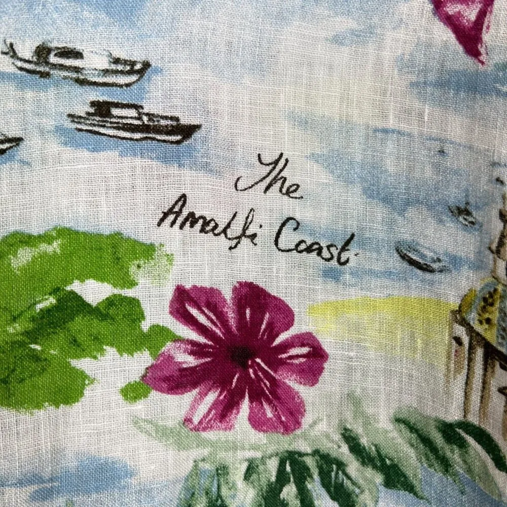 Cynthia Rowley Shirt 3X The Amalfi Coast Print Linen Collar Button Down Colorful - Image 7