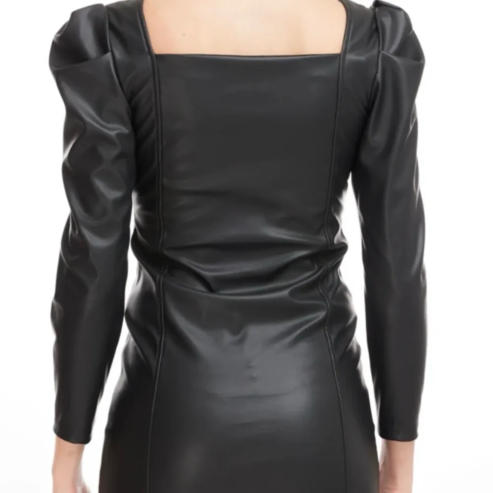NWT Generation Love Estelle Heart
Neck Ruched Black Vegan Leather Dress Sz small - Image 3