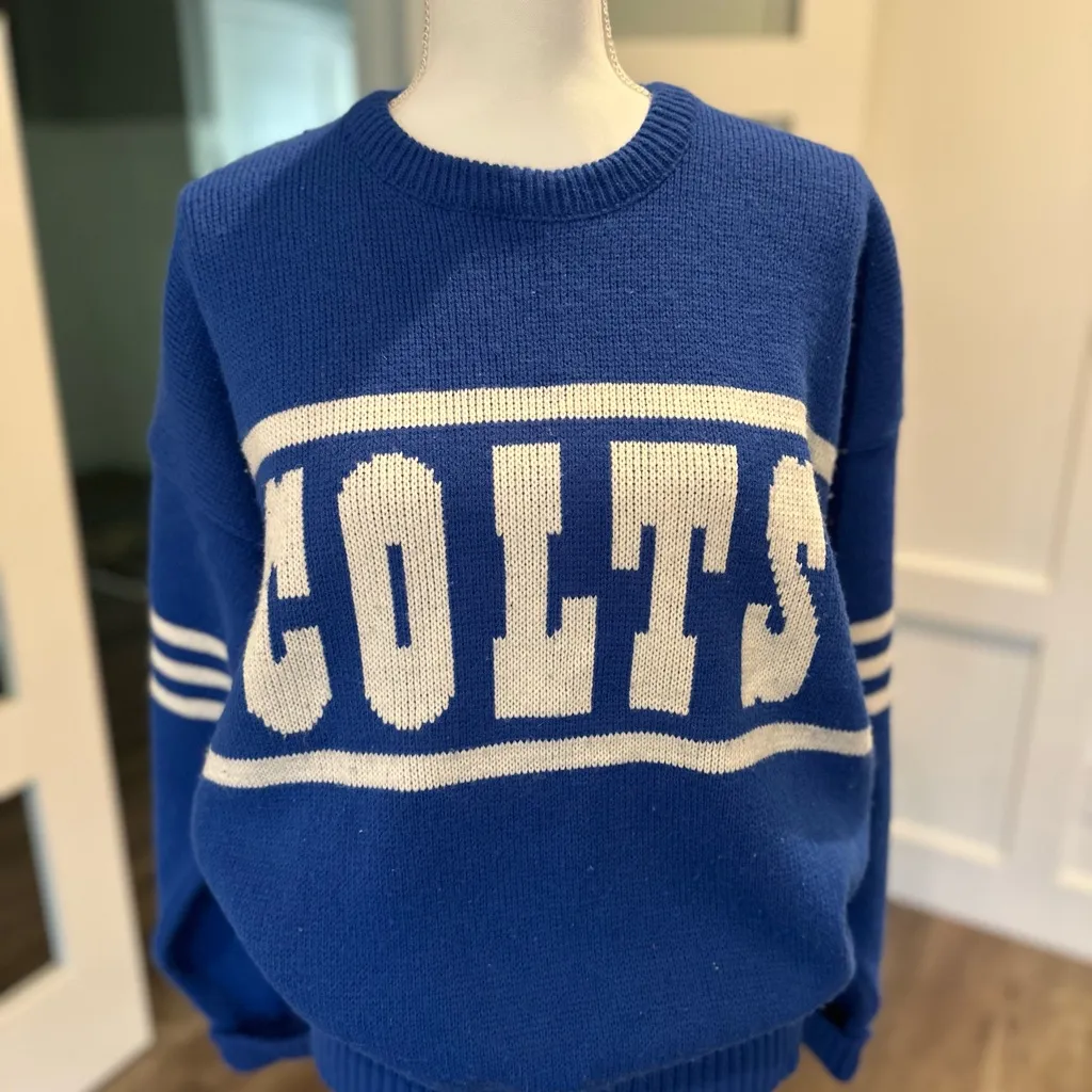 Vintage NFL Colts Blue and White Crew Neck Sweater | Colts | Vintage - Image 3
