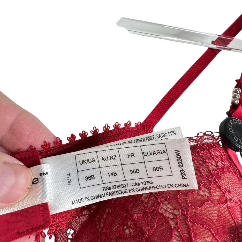 NWT Pleasure State Layla Belle Contour Balconette Bra Red Lace Sexy Lingerie 36B Size undefined - Image 7