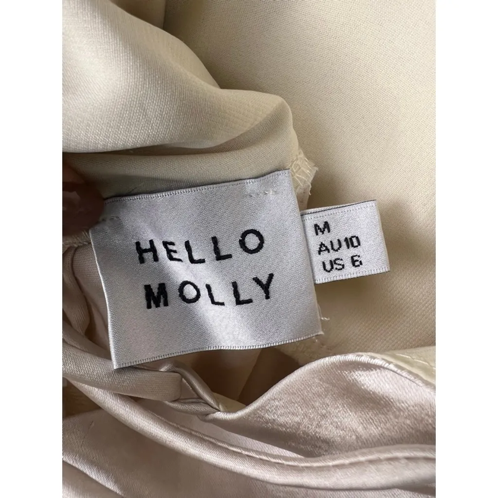 Hello Molly Champagne Satin Mini Dress | Back Tie Cowl Slip Dress | Size M - Image 4