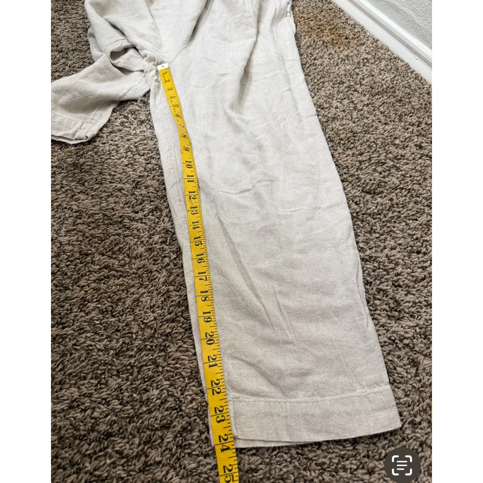 Old Navy Beige Straight Leg Linen Blend Pants Sz L Pull On Beachy Vacation - Image 10