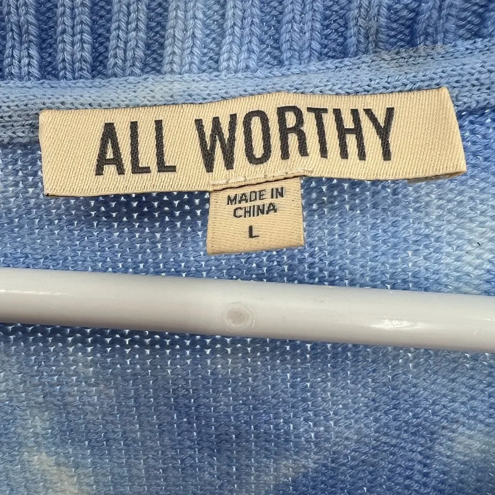 All Worthy tie dye L sweater cotton rayon casual neutral boho fall winter Brown Size L - Image 5