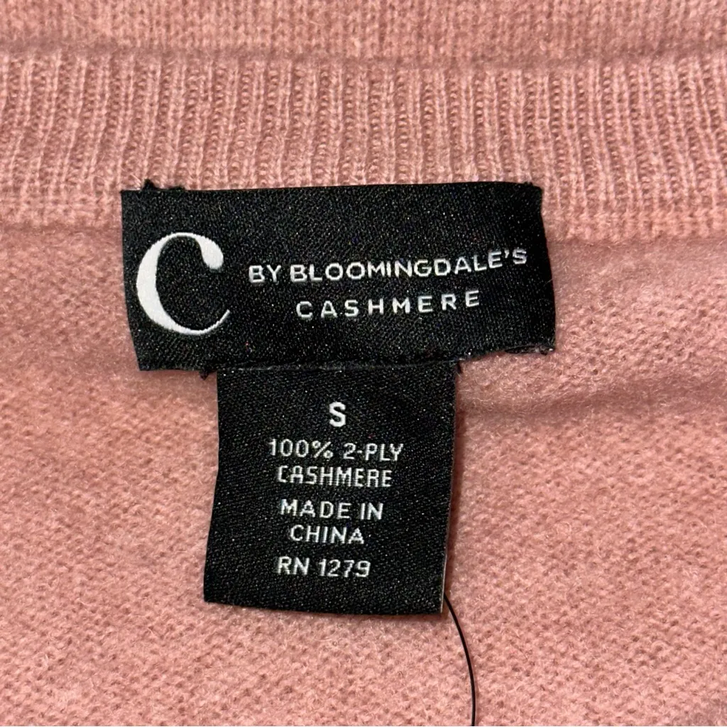 C by Bloomingdale’s NWT Women’s S Tea Dusty Pink 2 Ply Cashmere Crewneck Sweater - Image 4