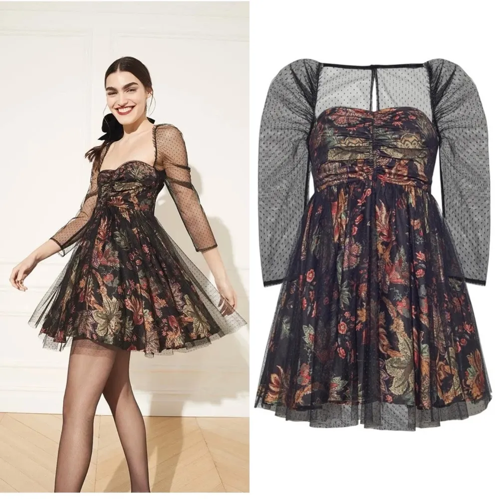 NWT $625 Cara Cara Ritchie Dress Multi Jacobean Black Size Medium - Image 4