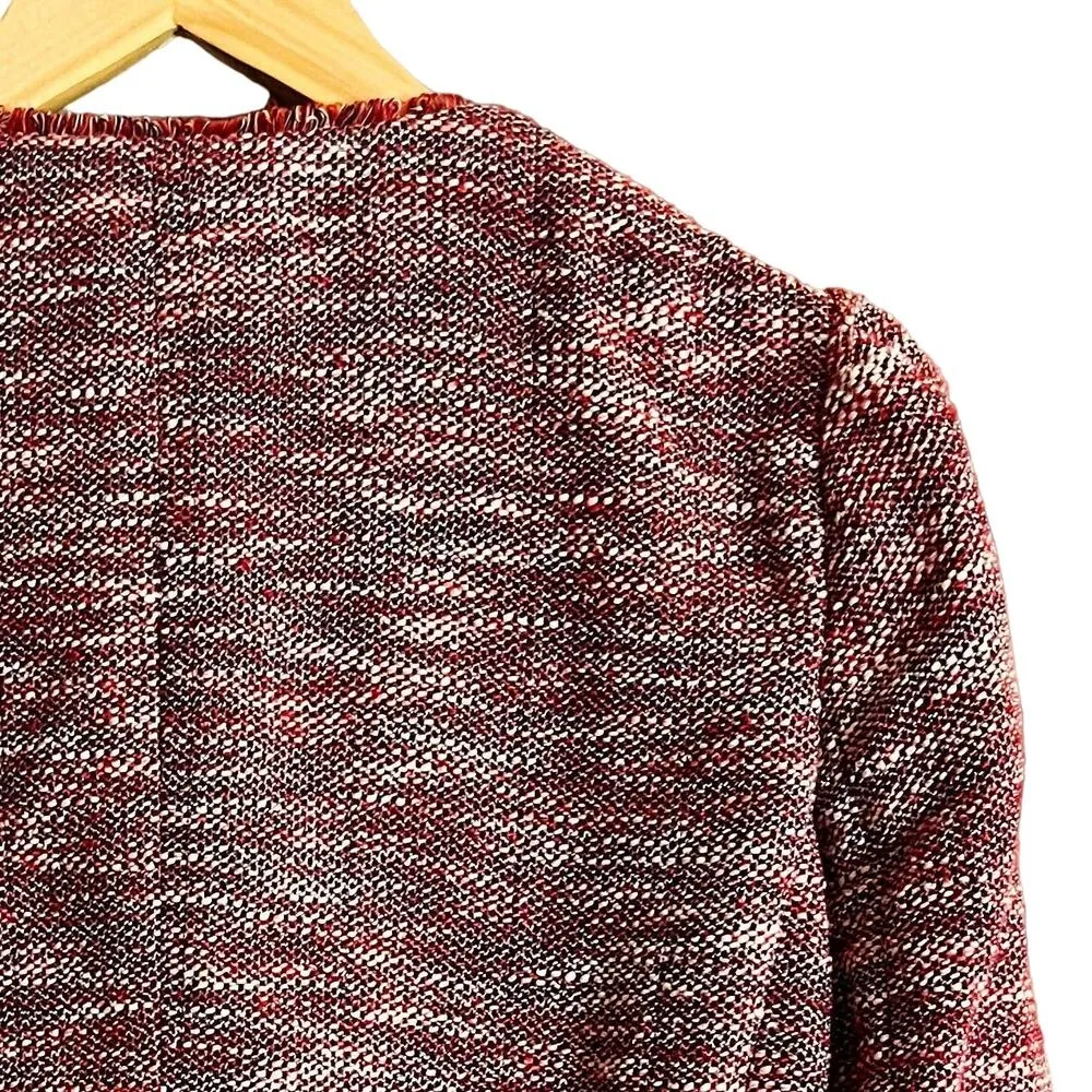 RED VALENTINO Red Tweed Blazer Jacket Snap Front Metallic Giacca ITALY 46 8 EUC - Image 12