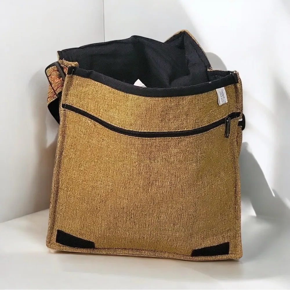Ganesh Himal Trading LLC Crossbody Bag 100% Cotton Large Tan - Image 5